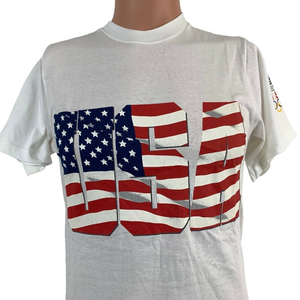 Vintage USA Team T Shirt Mens S White 1992 Summer Olympics New Deadstock 90s